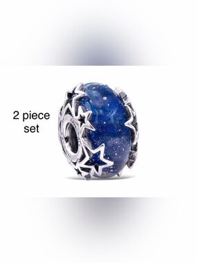 Pandora Charm, Galaxy Blue and Star Murano Charm (2 piece set)